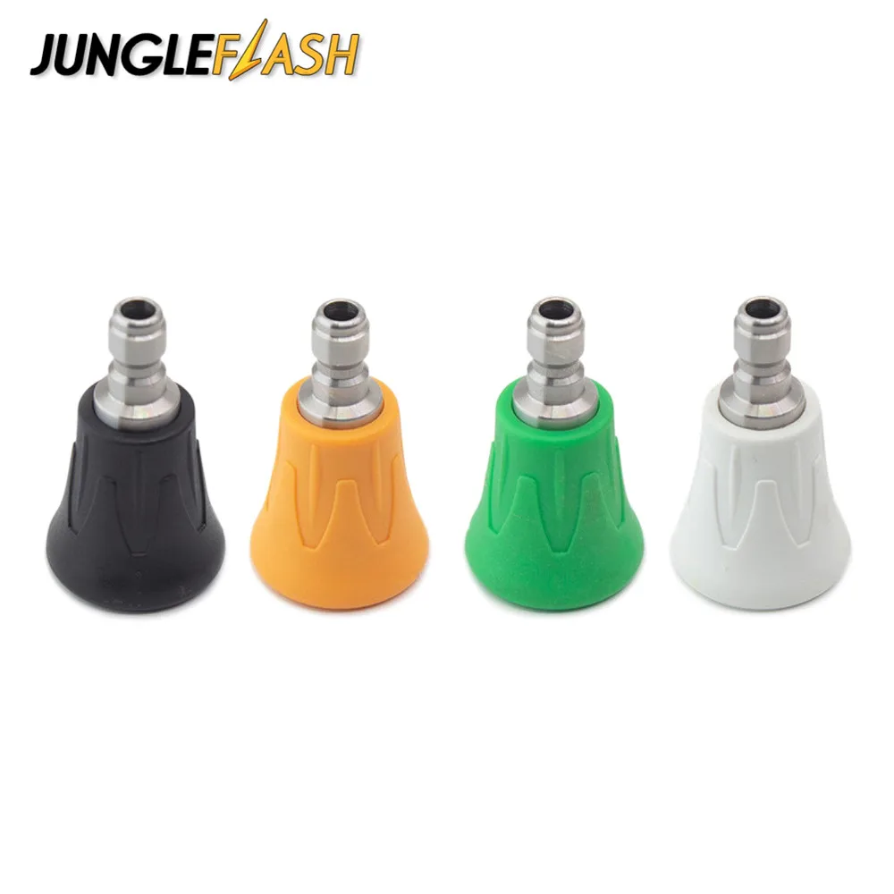 

JUNGLEFLASH High Pressure Water Gun Fan Nozzle for Car Wash Garden Cleaning Stainless Steel 1/4 Quick Connect Orifice 020-100