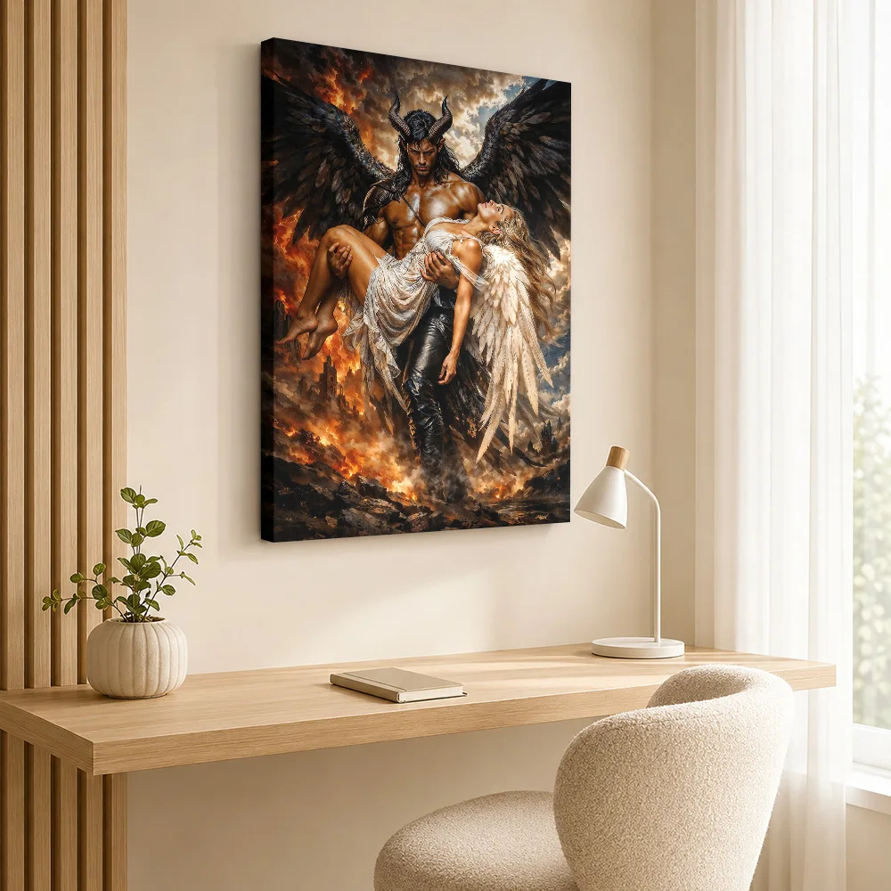 Angel & Demon Canvas Poster Custom Spiritual Mythology Wall Paintings Decoration for Study Room Collectible Ready to Hang Gift
