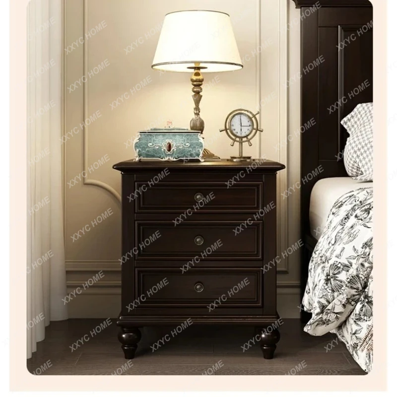 

Q 01 rural all-solid wood bedside table small bedside lamp cabinet