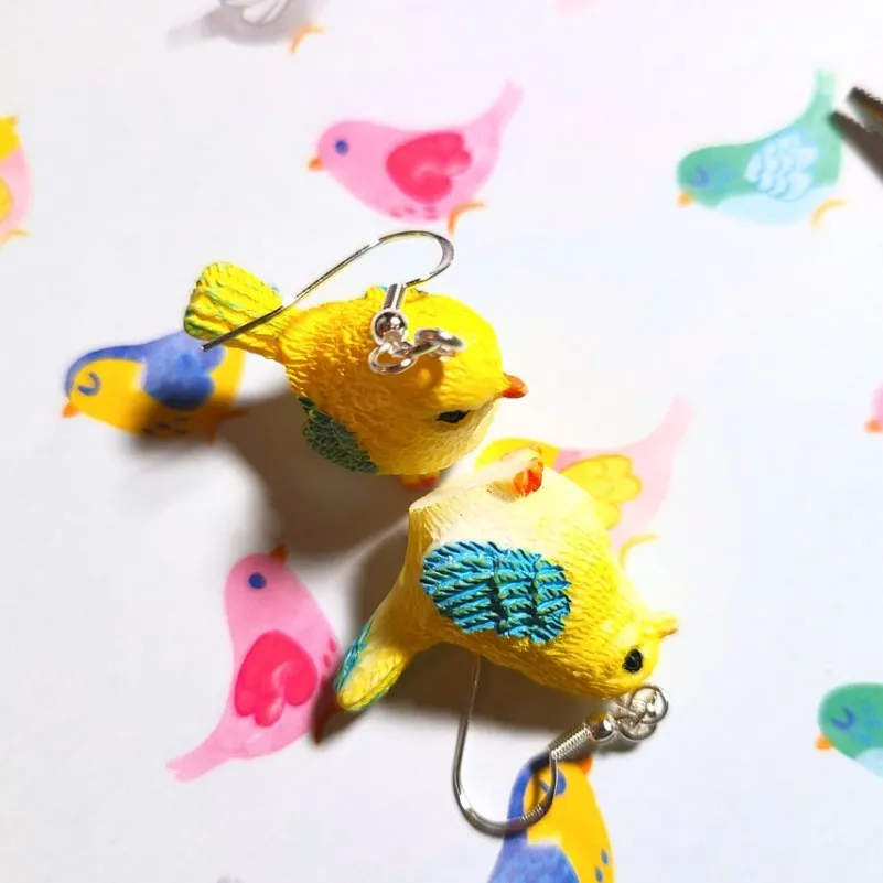 3D Cute Yellow Bird Women\'s Dangle Earrings Kawaii Resin Accessories Handmade Jewelry Eardrop Gift for Women 4 Color Choices