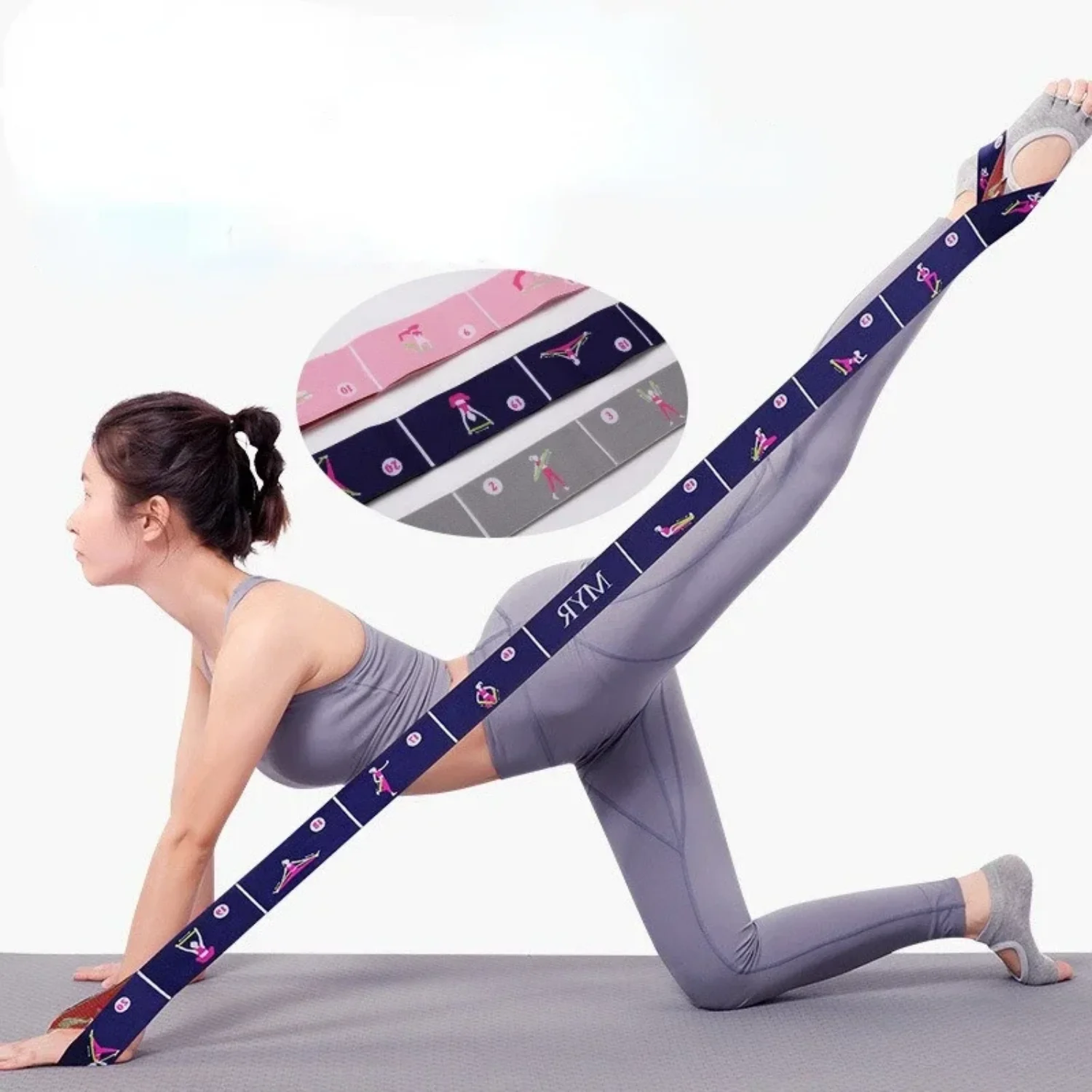 

Slimming Resistance Band Yoga Auxiliary Stretching Belt Adult Latin Training Elastic Bands Beginner Pilates Multi-Functional Hot