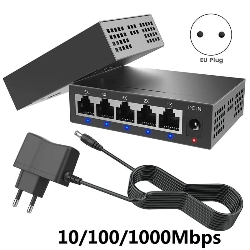 AA60-5 포트 기가비트 산업용 스위치 1000Mbps 미니 네트워크 이더넷 스위치 홈 스플리터 오피스 네트워크 분배기