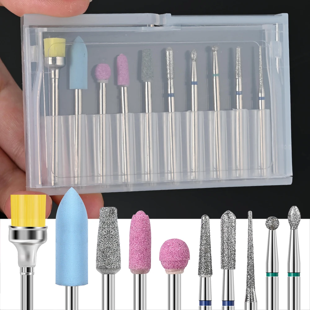 10 قطعة/المجموعة مسمار لقمة ثقب مسمار تلميع بت رأس مطحنة لمجموعة مانيكير الكهربائية إزالة الاكريليك الأظافر هلام استخدام صالون المنزل *