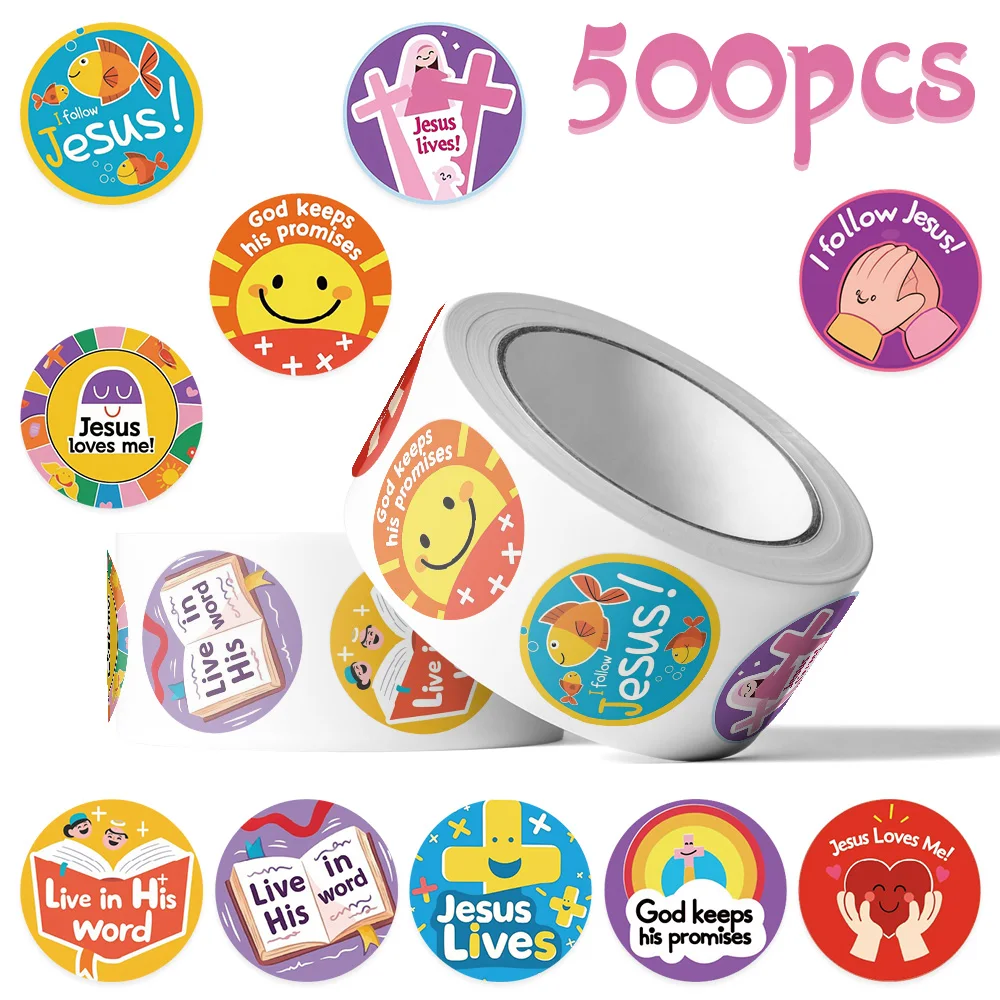 500pcs Cartoon Christian Symbols Roll Stickers Decals For Phone Letter Laptop Notebook Skateboard DIY Cartoon Graffiti Stickers