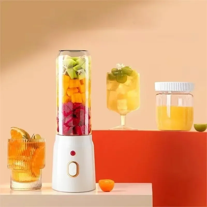 USB Rechargeable Portable Blender 450ml Cordless Electric Juicer Smoothie Cup for Fruit Juice Lemon Orange Home Student Use