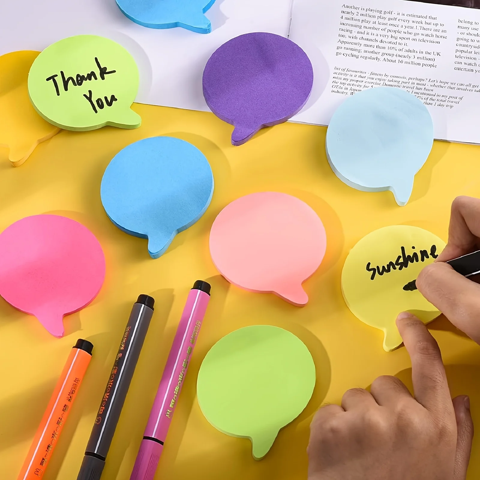 

8 Bright Color Self-Adhesive Teardrop Sticky Notes, Bubble Sticky Note Pad for Home, School, Office, Laptop, Refrigerator
