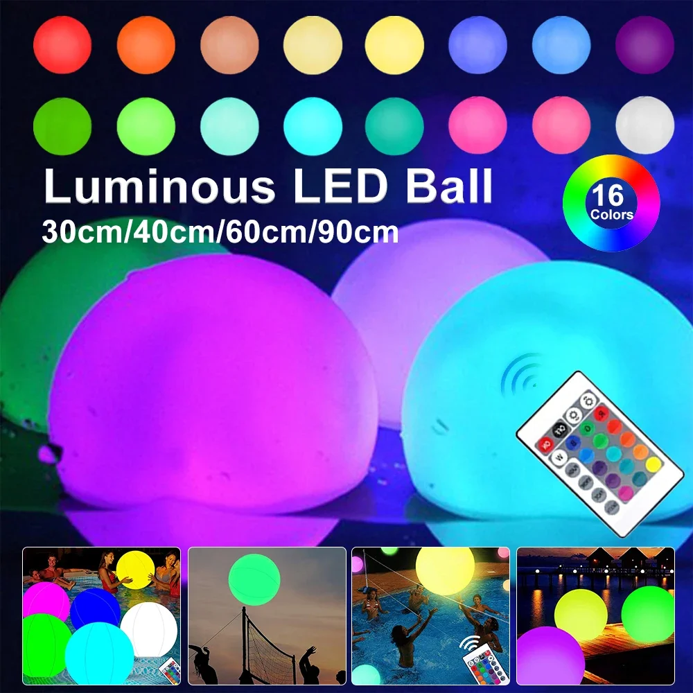 Boule gonflable à LED 60/90cm, jouet pour piscine, plage, paysage, décoration de jardin, lumière de pelouse