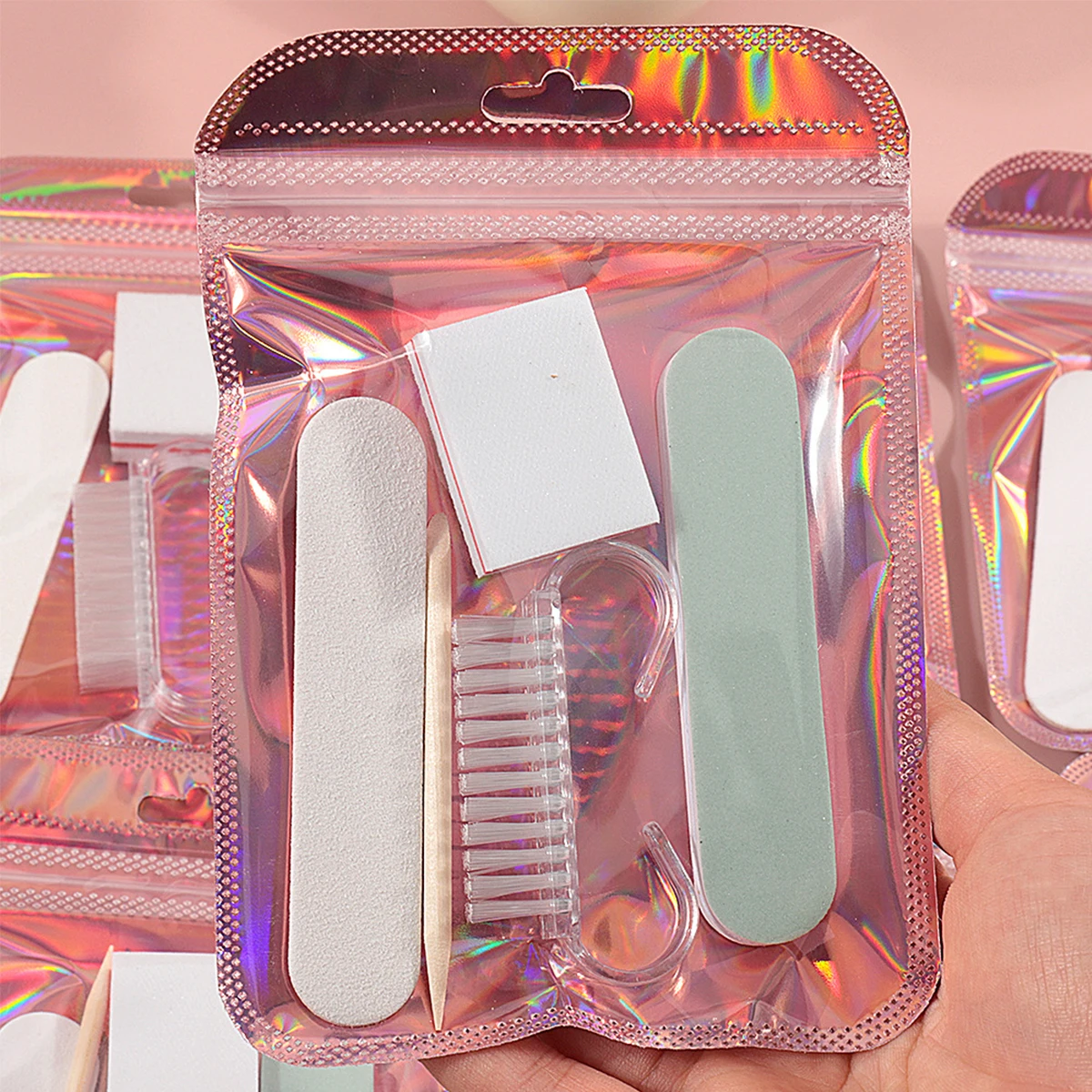 

Mini Short Size Disposable Nail Tool Kit with File Buffer Polishing Stick & Horn Brush for Home Salon Manicure Pedicure