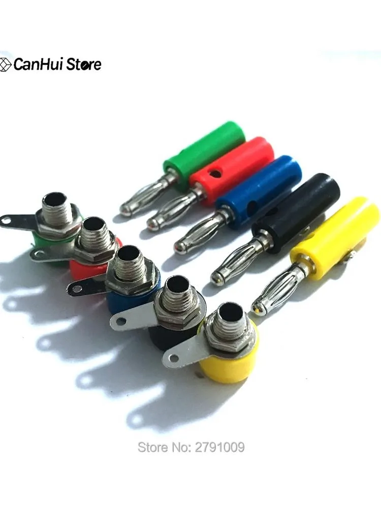 10ps 4mm gniazdo bananowe niklowany zacisk nakrętka wtyczka bananowa łącze typu Jack czerwony + czarny JS-910B Terminal JS919 otwór 8mm — zdjęcie 2