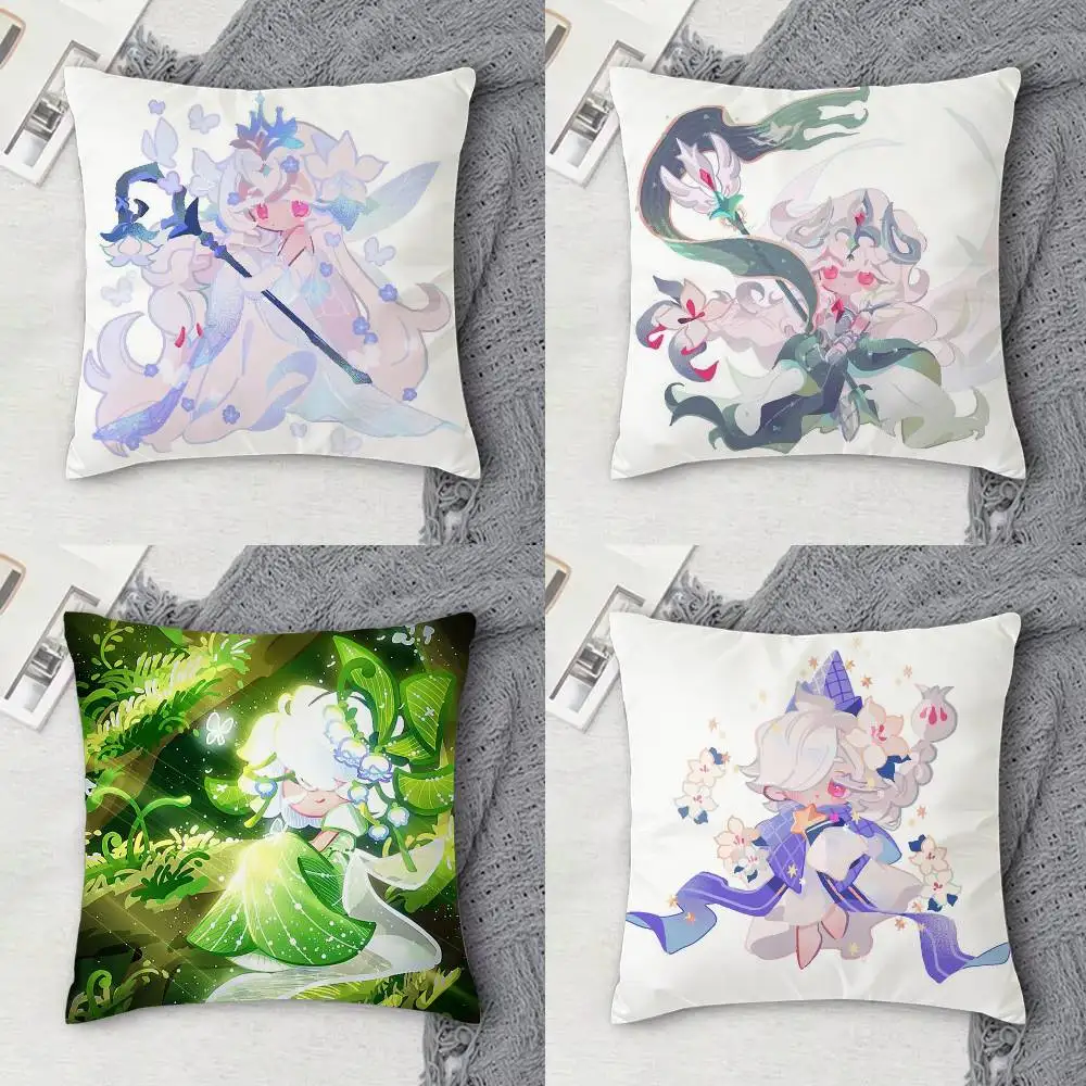 

white lily cookie Double-sided Printed Square Decorative Cushion Cover for Sofa Living Room Home Decor
