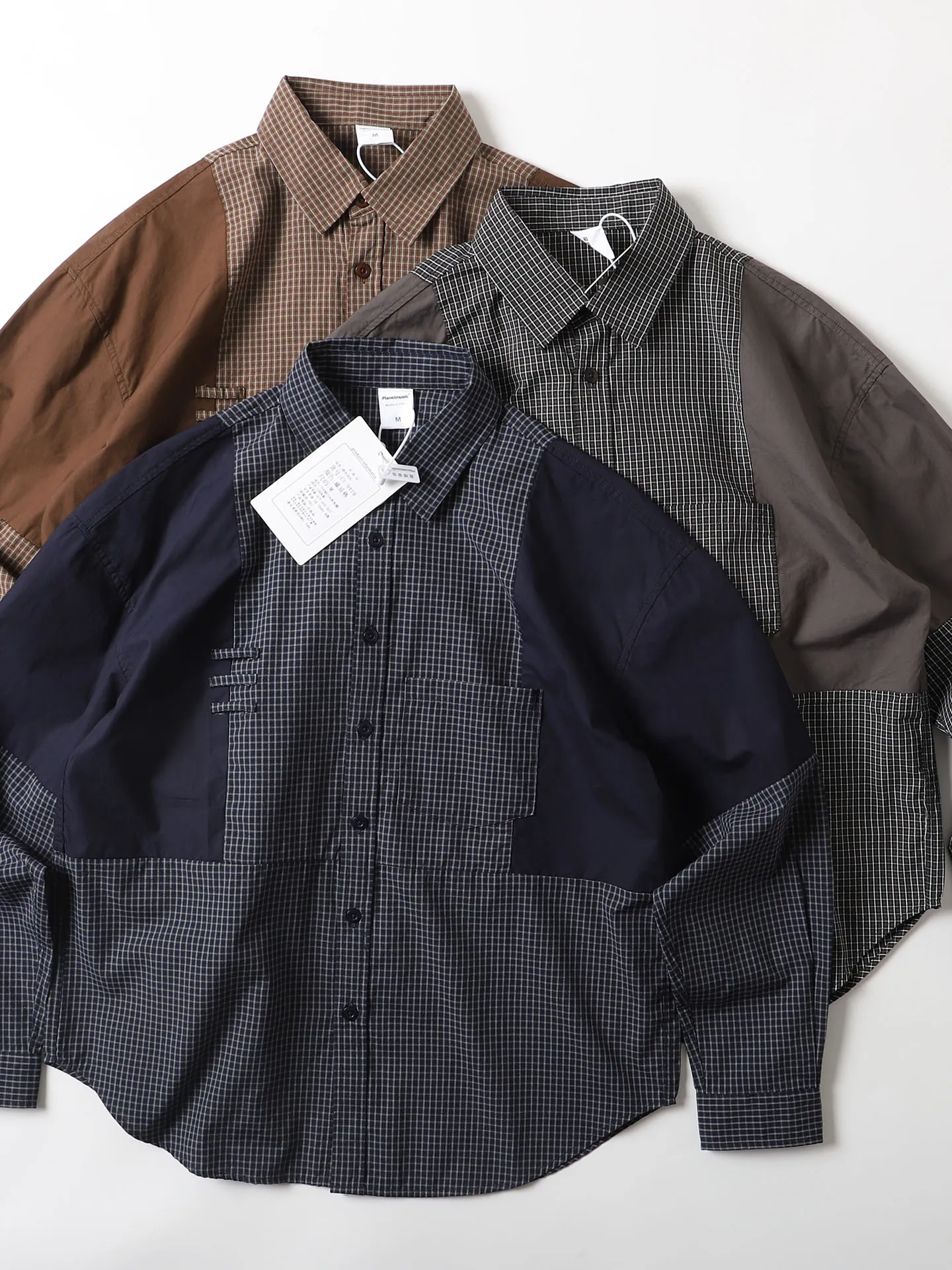 

Retro Color Blo Loose Long Sve irt Men's BF Trend Outerwear Casual Sle Button Closure Ice Sensation Cotton Blend