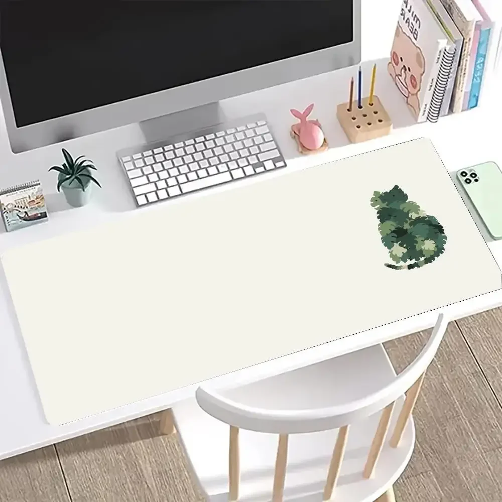 

Большой коврик для мыши Cat Art, простые коврики для компьютерных офисных игровых настольных ковриков XXL, резиновые противоскользящие коврики для игровой клавиатуры, коврики для мыши, длинный настольный коврик, зеленый