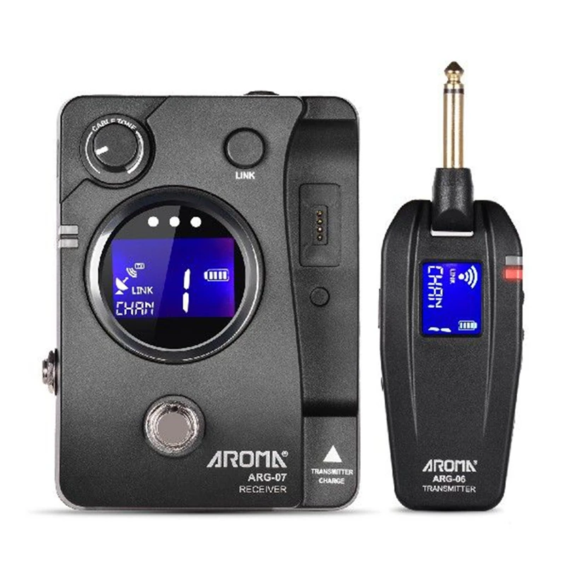 

AROMA ARG-07 Guitar Transmission System Wireless Transmisster Receiver Plastic LCD Display 4 Channels 35M Range