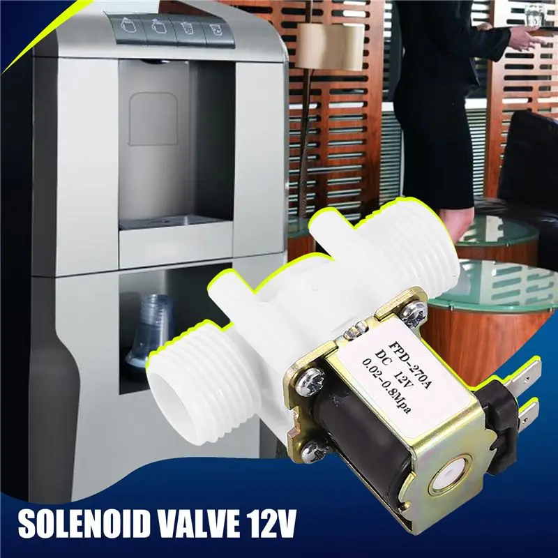 AEE4-Dc12v N/C صمام الملف اللولبي للمياه مغلق عادة G1/2 بوصة صمام الملف اللولبي الكهربائي البلاستيكي لموزع المياه