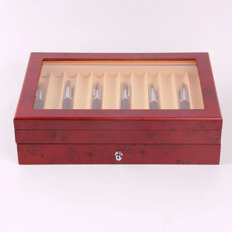 علبة تخزين خشبية لعرض القلم ورنيش ، مجمع قلم حبر ، صندوق منظم بنافذة شفافة ، سعة 12 ، 23 ، 34 ، 78 قلم