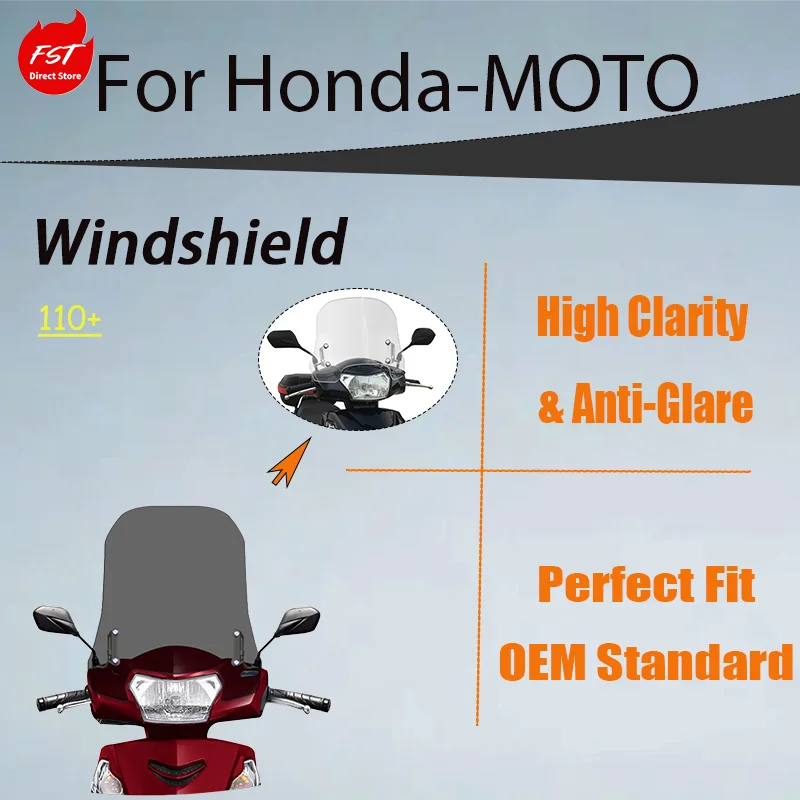 

Прочное регулируемое переднее ветровое стекло для Honda New Youku 110 Plus, ветро- и дождезащитный дефлектор