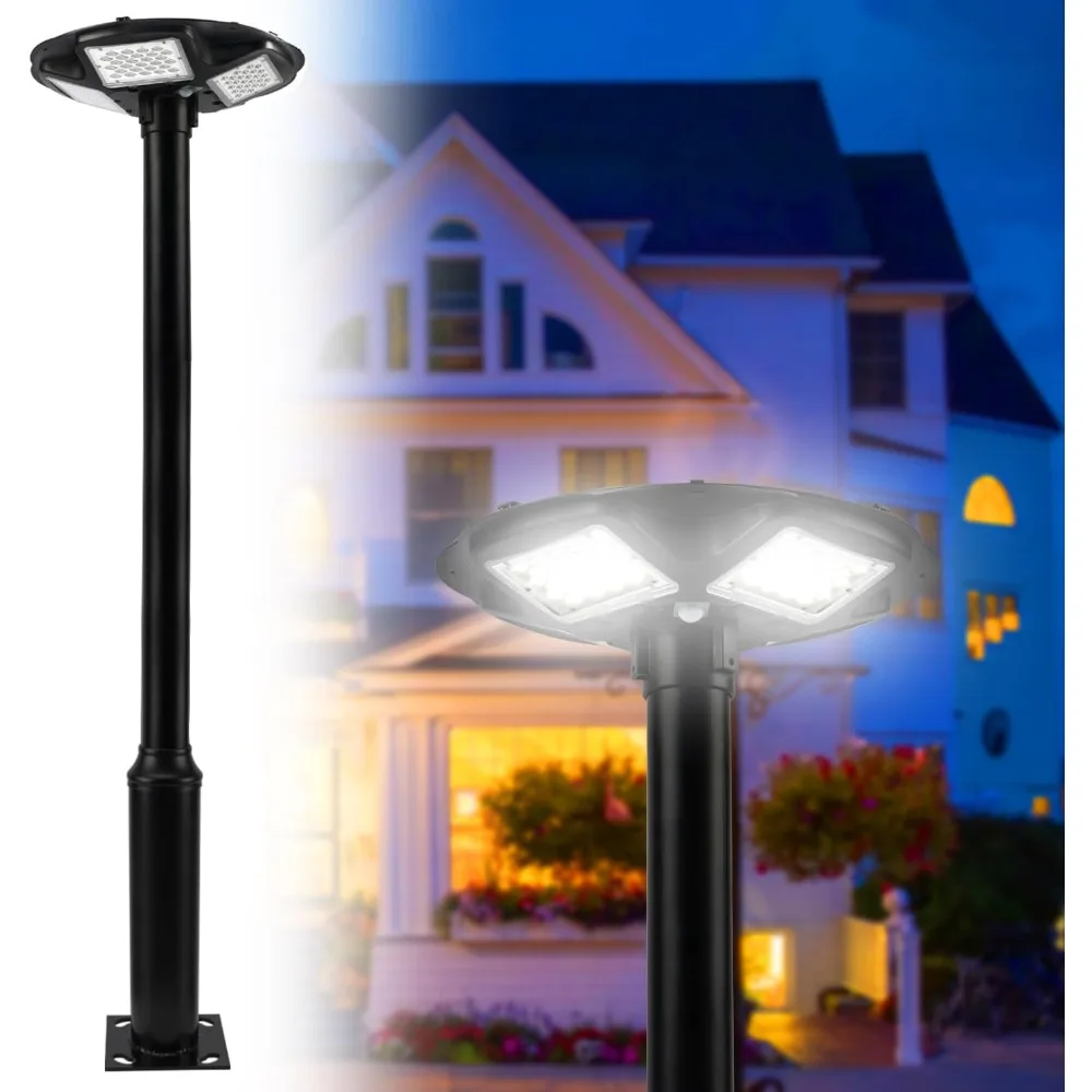 

Solar Lights with 98 Inch Pole, Auto Dusk To Dawn, Remote Control and IP67 Waterproof, Street Light