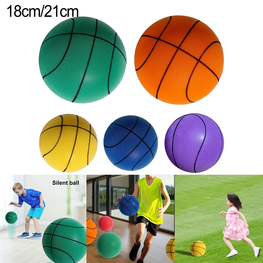 

Diameter 21/18cm Silent Basketball Foam Sports Ball Indoor Mute Basketball Children Sports Toy Games Elastic Mute Bouncing Ball