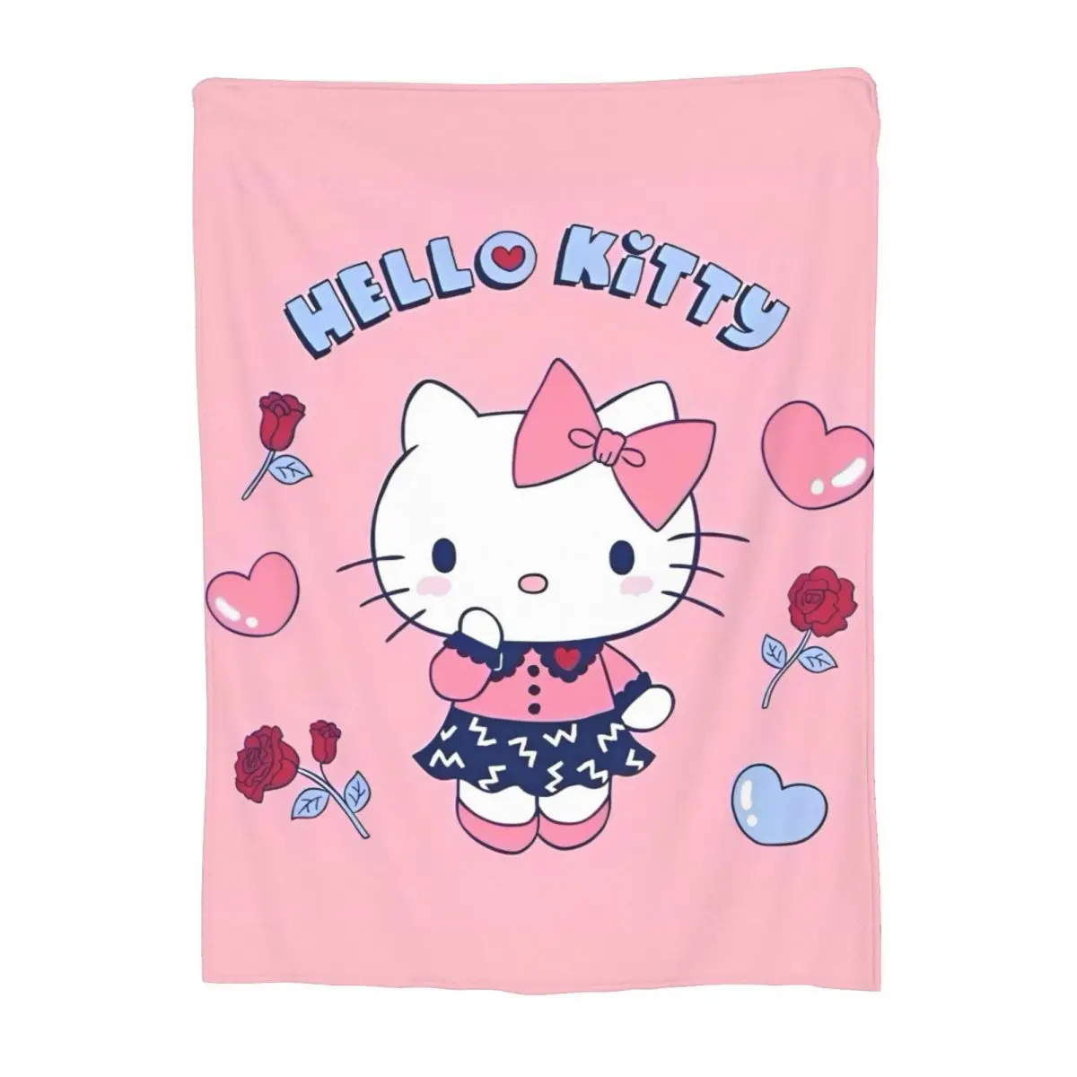 Cute Hello Kitty Blankets Girly Heart Fuzzy Awesome Breathable Throw Blankets for Bed Sofa Spring Autumn