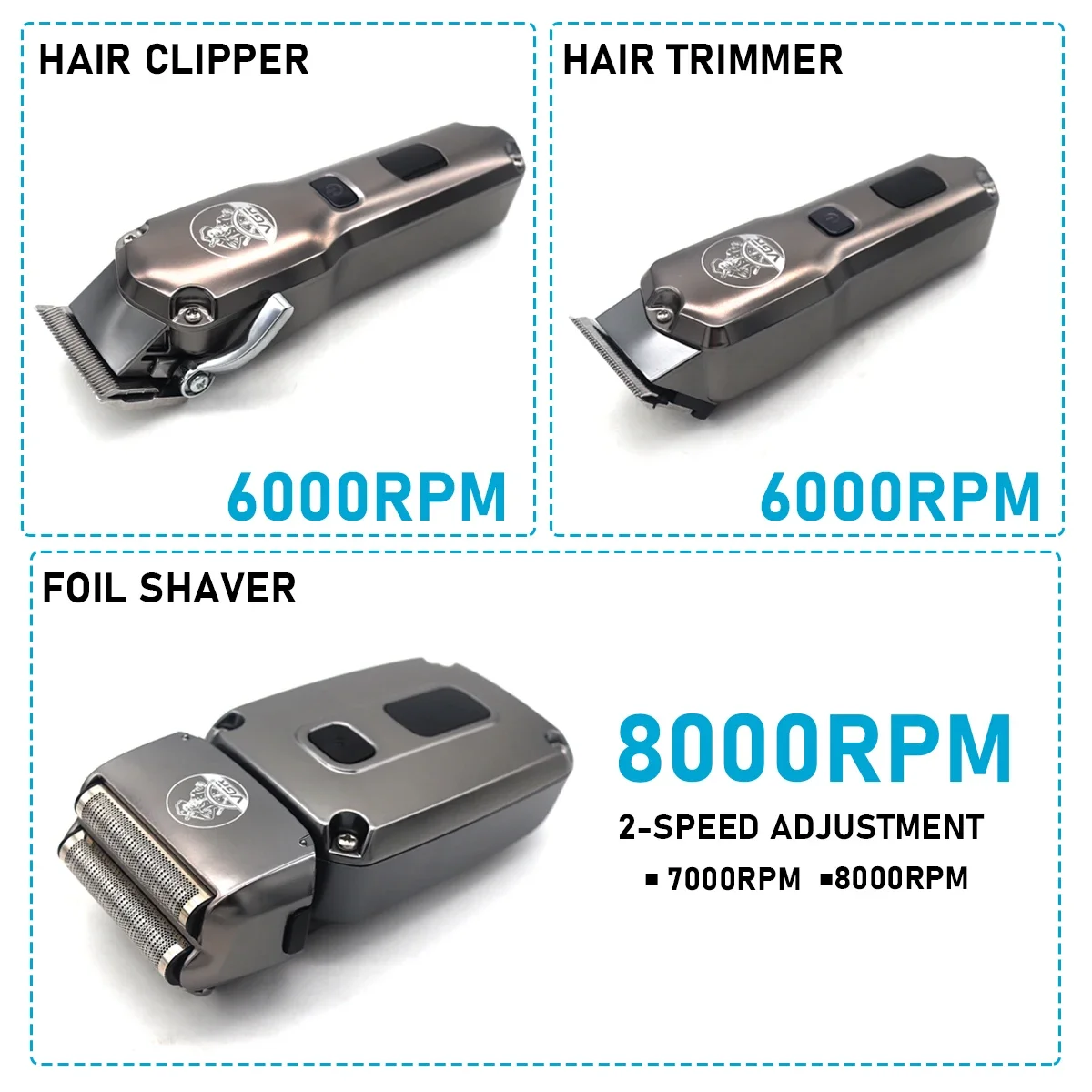 VGR V-675 S3 Professional Hair Clipper Kit 8000RPM IPX6 Waterproof LCD Display Low Noise Professional Men's Trimmer