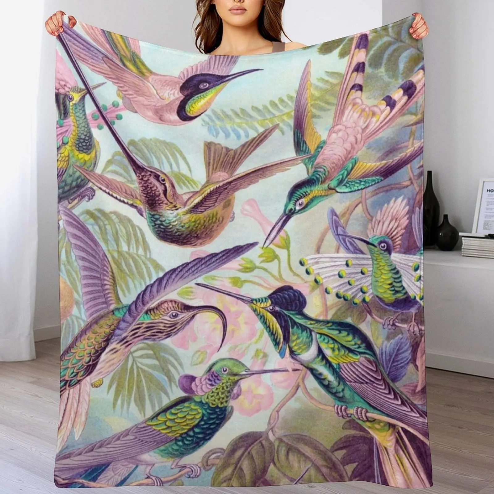 

Pink: Haeckel Hummingbirds 1904 Throw Blanket