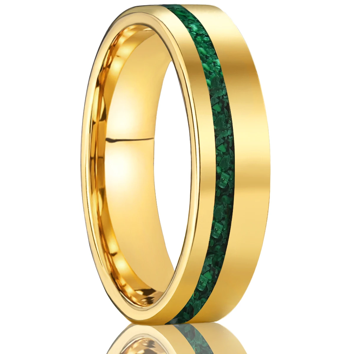 scratch-resistant 6mm tungsten ring for women polished, inlaid malachite wedding band ring comfort fit, jewelry gift