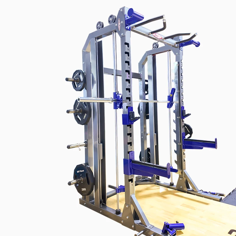 Heavy Duty Smith Rack with Integrated Pull up Bar and Weight Plate Holders for Full Body Training