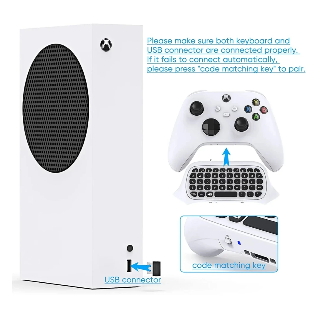 Controller Keyboard for Xbox Series X / S / One / One S Wireless Chatpad Bluetooth Gaming Keypad with USB Receiver Built-in Spea