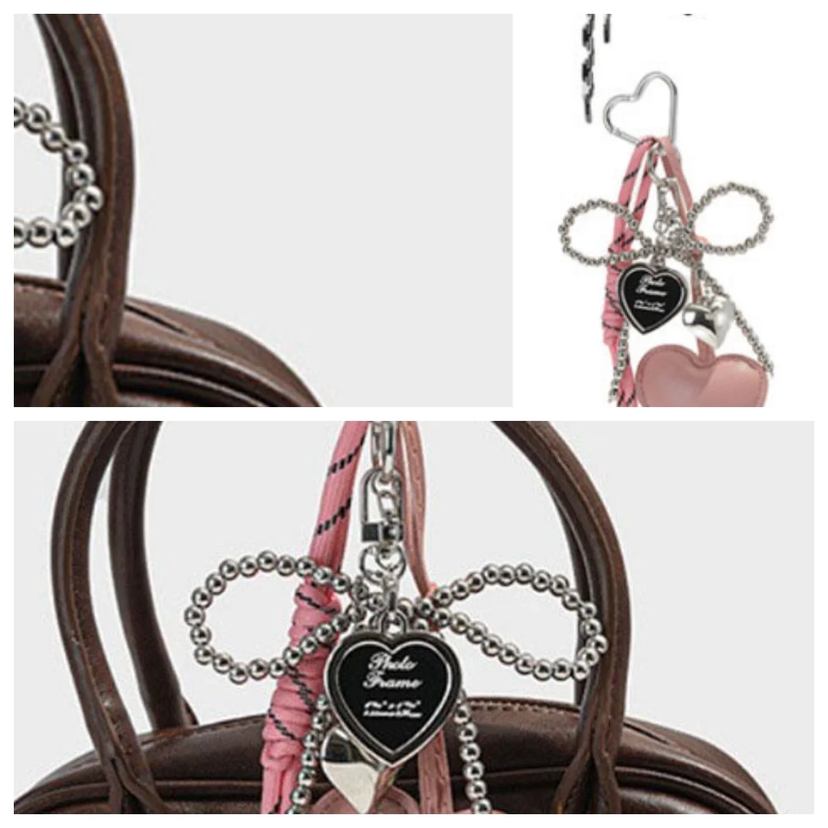 

Bag Pendant Keychain Sweet Bag Hanging Decor Cute Phone Ornament Weaving Rope Chain Bow Heart Shape Supplies DIY Plush Charm