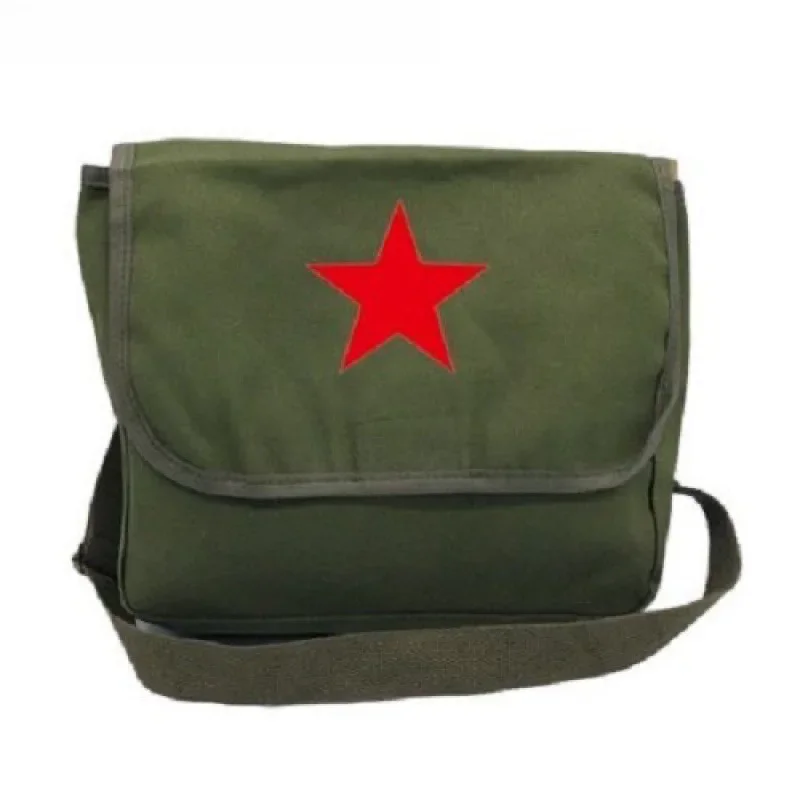 حقيبة كتف قماش ريترو للرجال والنساء نمط عسكري الجيش الأحمر الطراز القديم حقيبة الكتب ليو فنغ ستار حقيبة ظهر للأطفال #3