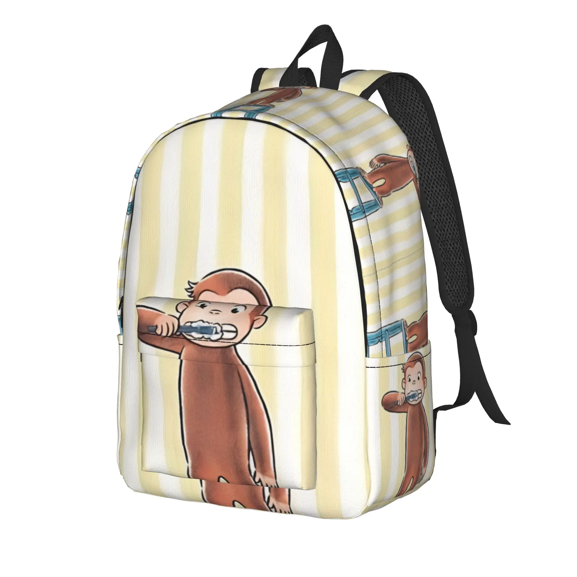 Curious George Brushing His Teeth Backpack  Daily Backpacks Boy Girl Style School Bags Colorful Print Rucksack
