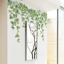 Eucalyptus Leaf Wall Stickers TV Background Waterproof 2pcs/set 30*90cm For Toilet Door/wall Mothproof High Quality
