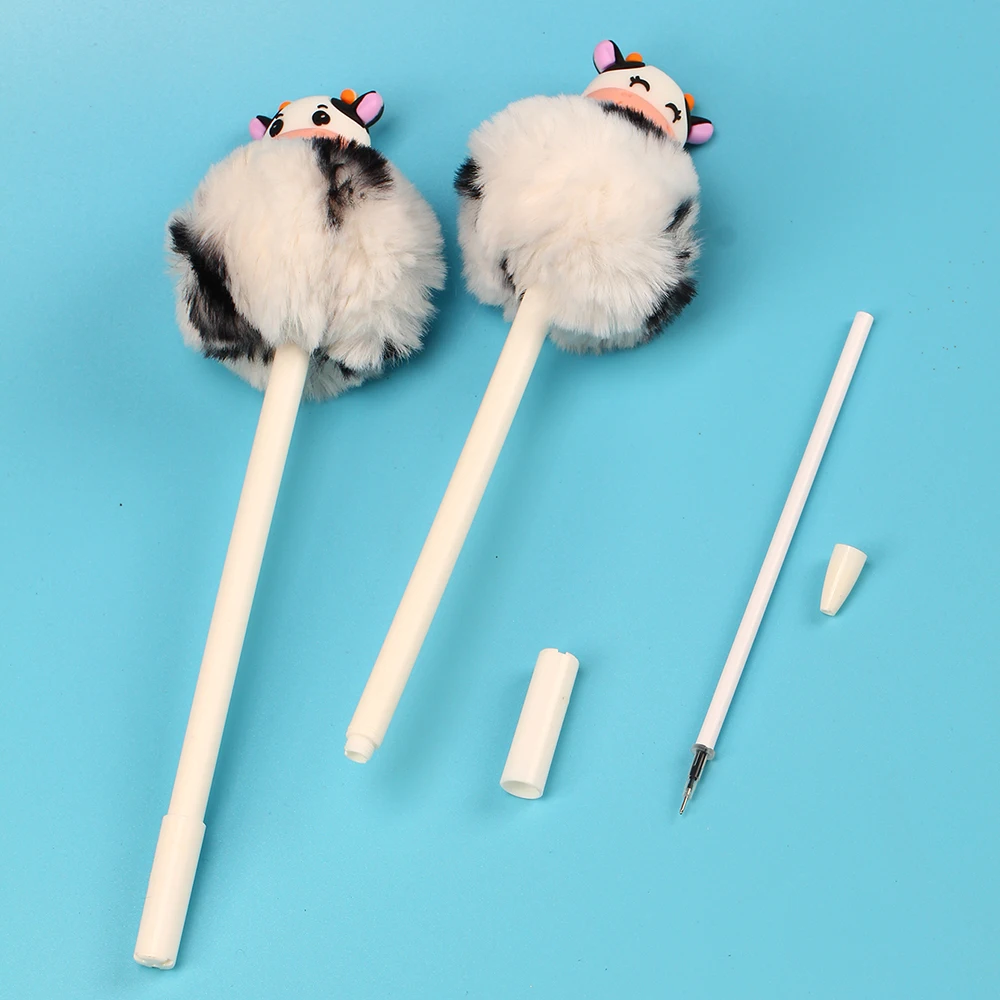 Cute Plush Cow Gel Pen Creative Press Office Gift School Supplies Stationery Kawaii Funny Pens