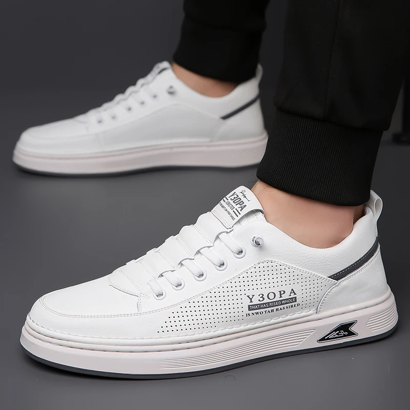 

Spring and Autumn Men's Leather Casual Sports Shoes, 2025 New Breathable Thick-soled Shoes, Men's Flat Shoes, Rubber-soled Shoes