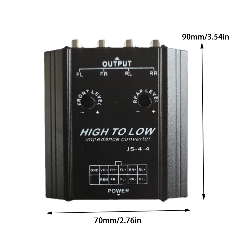Convertitore audio per auto a 4 canali 12V a filtro di frequenza per altoparlante radio stereo per auto Rca da linea alta a bassa