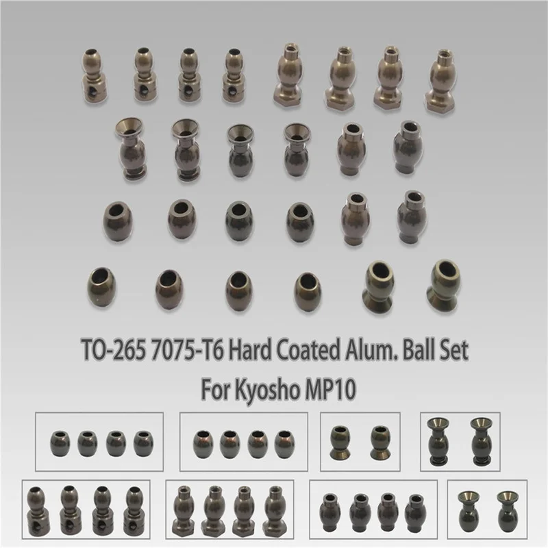 Original T works TO-265 7075-T6 Hard Coated Alum. Ball Set ( For Kyosho MP10/MP10E) 26pcs. Rc part