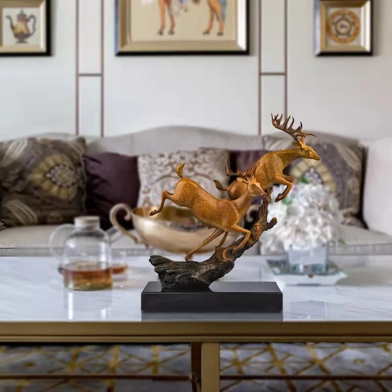Koperen herten messing herten ornament, elanden ambachten huis woonkamer, entree wijnkast kantoor decoraties opening geschenken