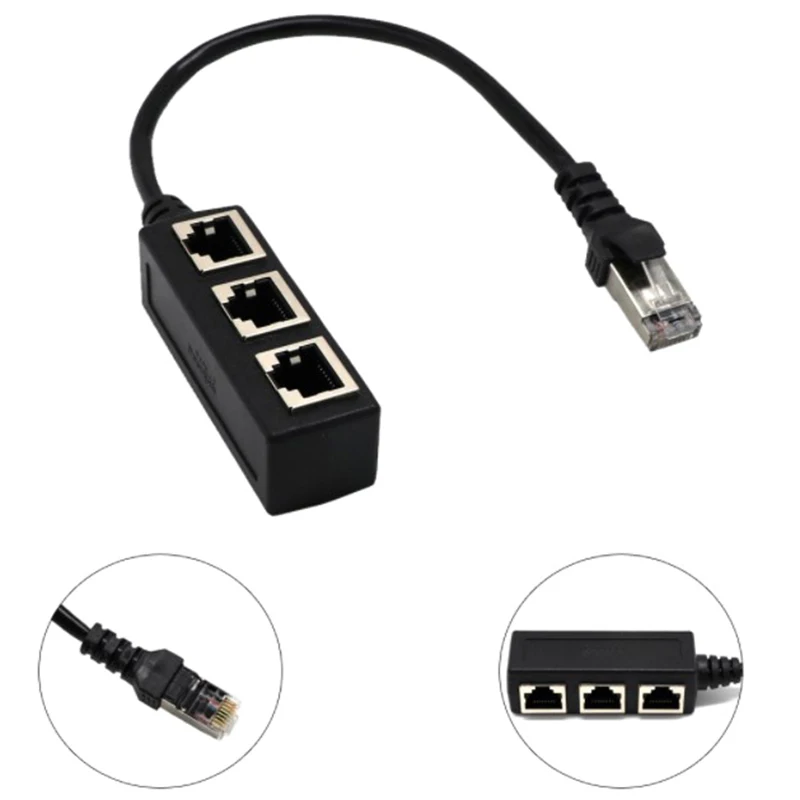 

Ethernet Cable Splitter Network Adapter Ethernet Splitter 1 To 3 Cable RJ45 LAN Ethernet Connector Adapter