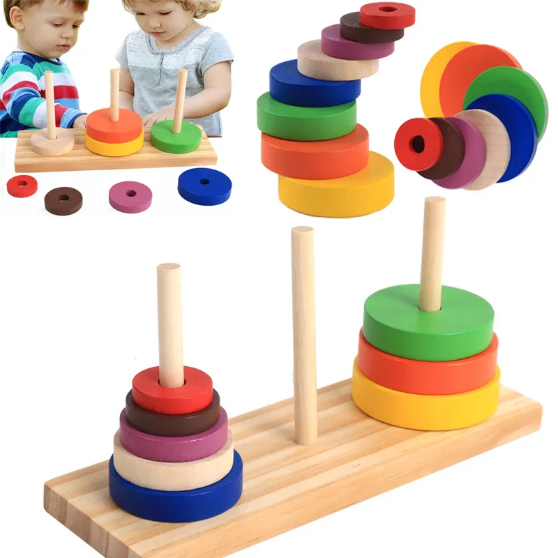 Montessori Houten Geometrische Vormen Puzzel Sorteren Math Bricks Voorschoolse Leren Educatief Spel Baby Peuter Speelgoed Voor Kinderen