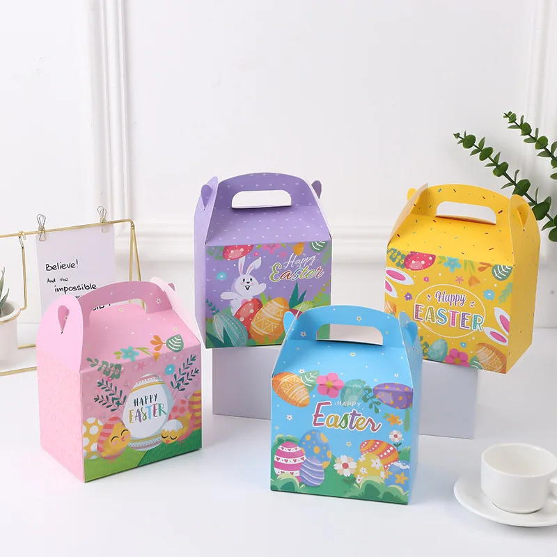 Easter Bunny Egg Party Holiday Hand Carry Crockery Boxes Candy Cookie Boxes Easter Party Accessories