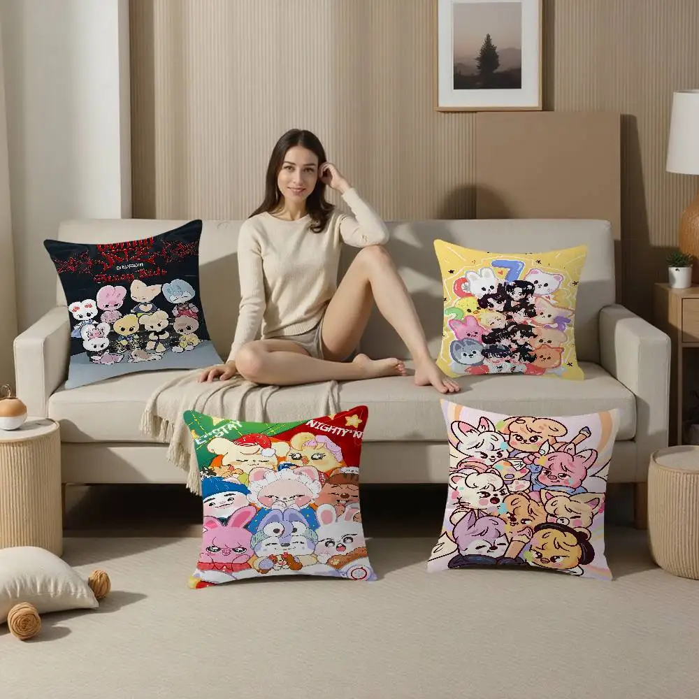 Kpop Cute S-Skzoo Cushion Cover Inches Farmhouse Decor Home Throw Pillow Covers For Couch Decorations