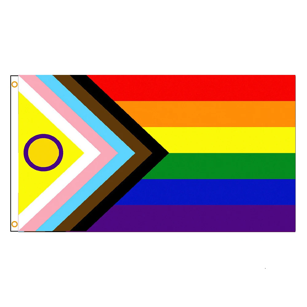 FLAGLINK 90x150 CM Intersex Progress Pride Flag For Decoration