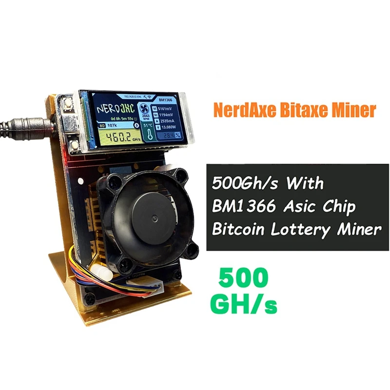 Nerdaxe Nerdminer 500Gh/S Bitaxe BM1366 ASIC Chip Vertical Miner Solo Lottery BTC Miner Lottery Mining Miner BR PLUG