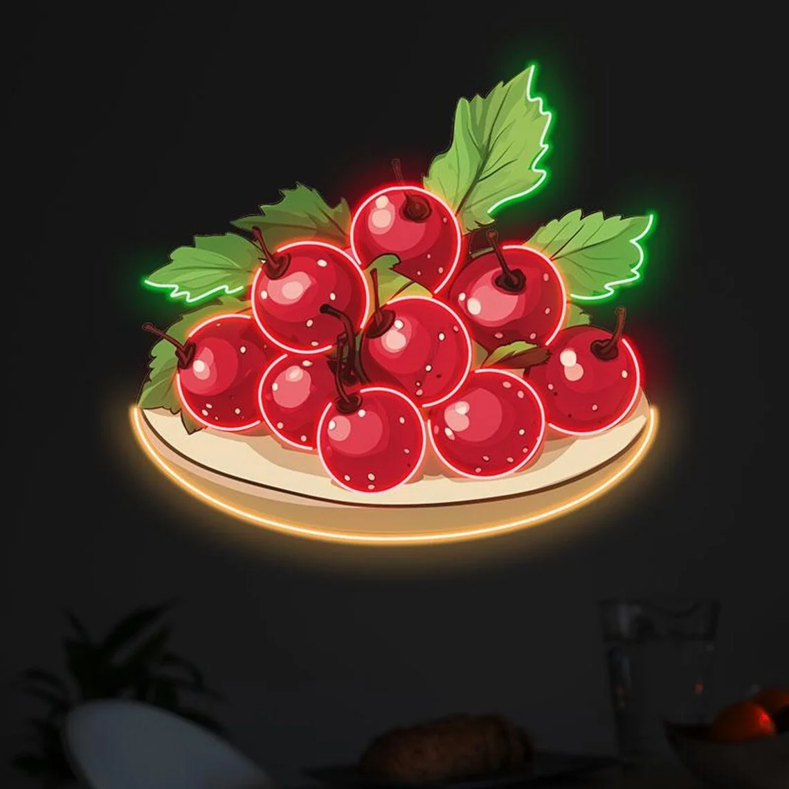 Hawthorn Fruit Neon Sign, Vibrant Red Berries for Home, Cafe, Bar Decor, Energy-Saving, Easy to Install,  Gift for Her