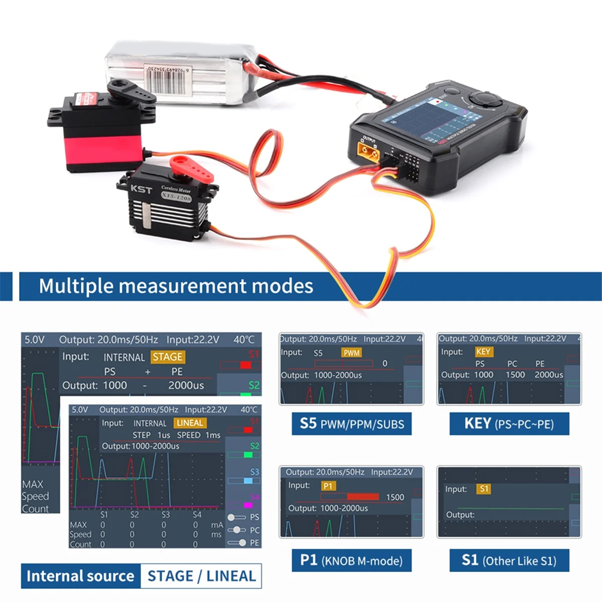 2025 New  ST8 2.4 TFT 7-28V 8-Channel Servo Integrated Tester 4 Interface Signal Test