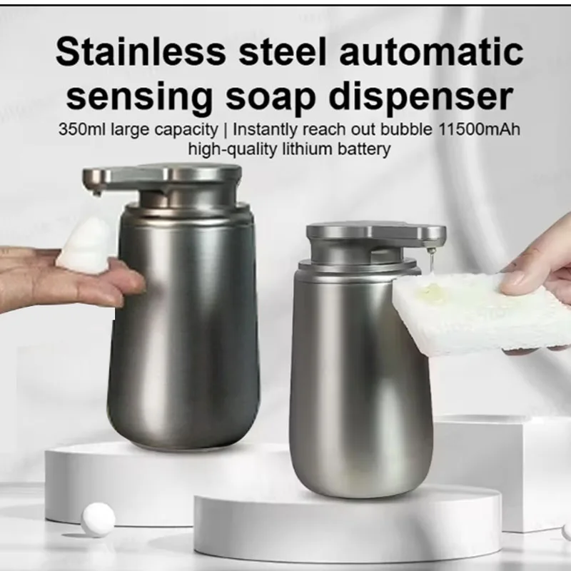 

Stainless Steel Automatic Sensor Soap Dispenser Smart Touchless Hands Free Liquid Foam Dish Soap Dispenser for Kitchen Sink