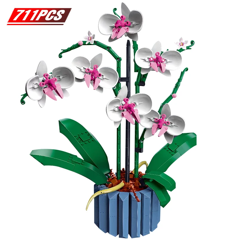 Orchid Flower BouquetPlant Construction Decoration Set for Adults; Build An Orchid Display Piece for Home or Office