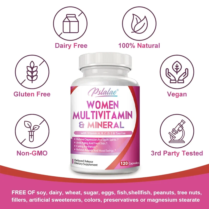 Multivitaminas y minerales para mujeres: promueve la salud ovariana y el equilibrio hormonal, mejora el estado de ánimo y la salud mental