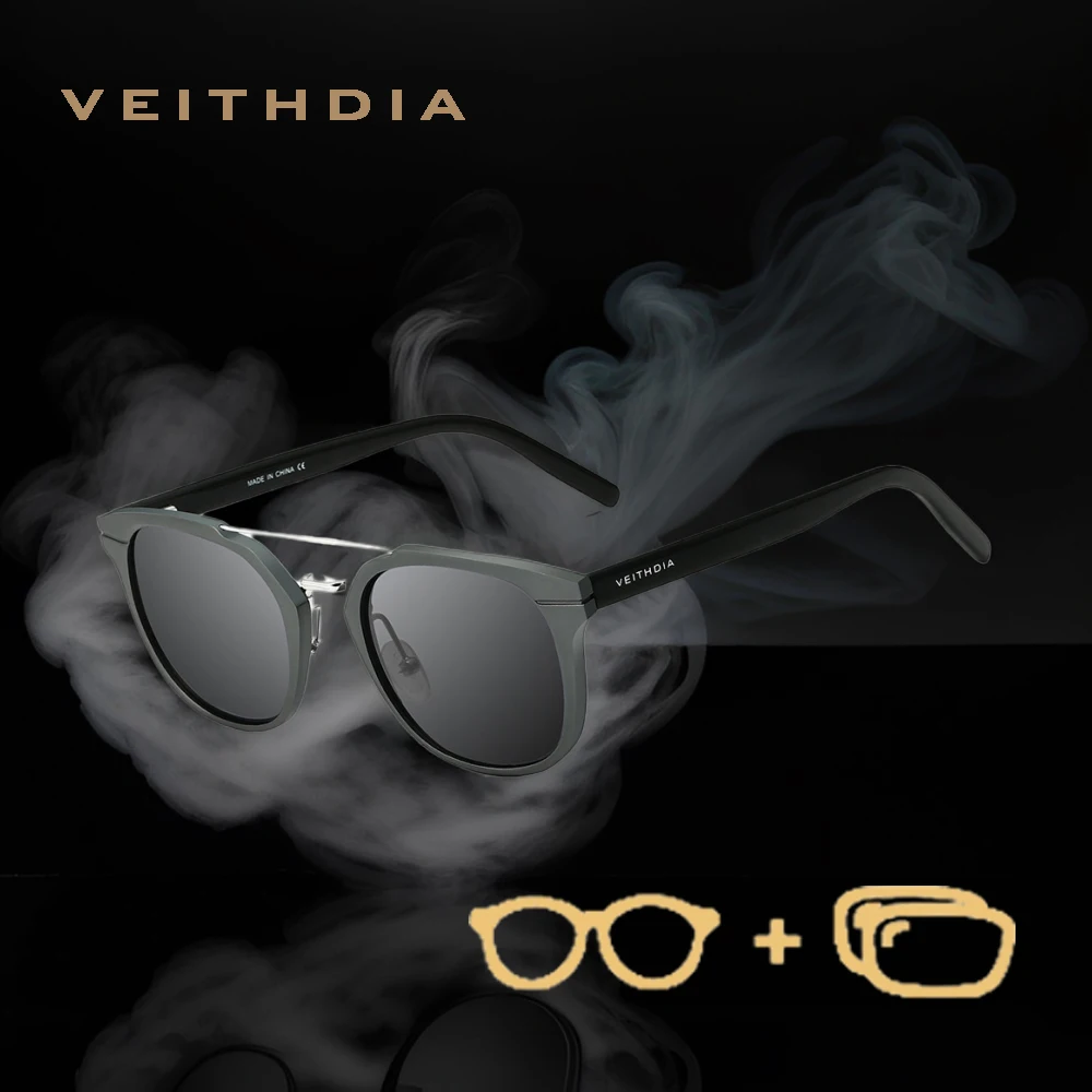 VEITHDIA New Style Customizable Prescription Sunglasses Aluminum Magnesium  Polarized UV400 Lens Glasses Round Eyeglasses P63920