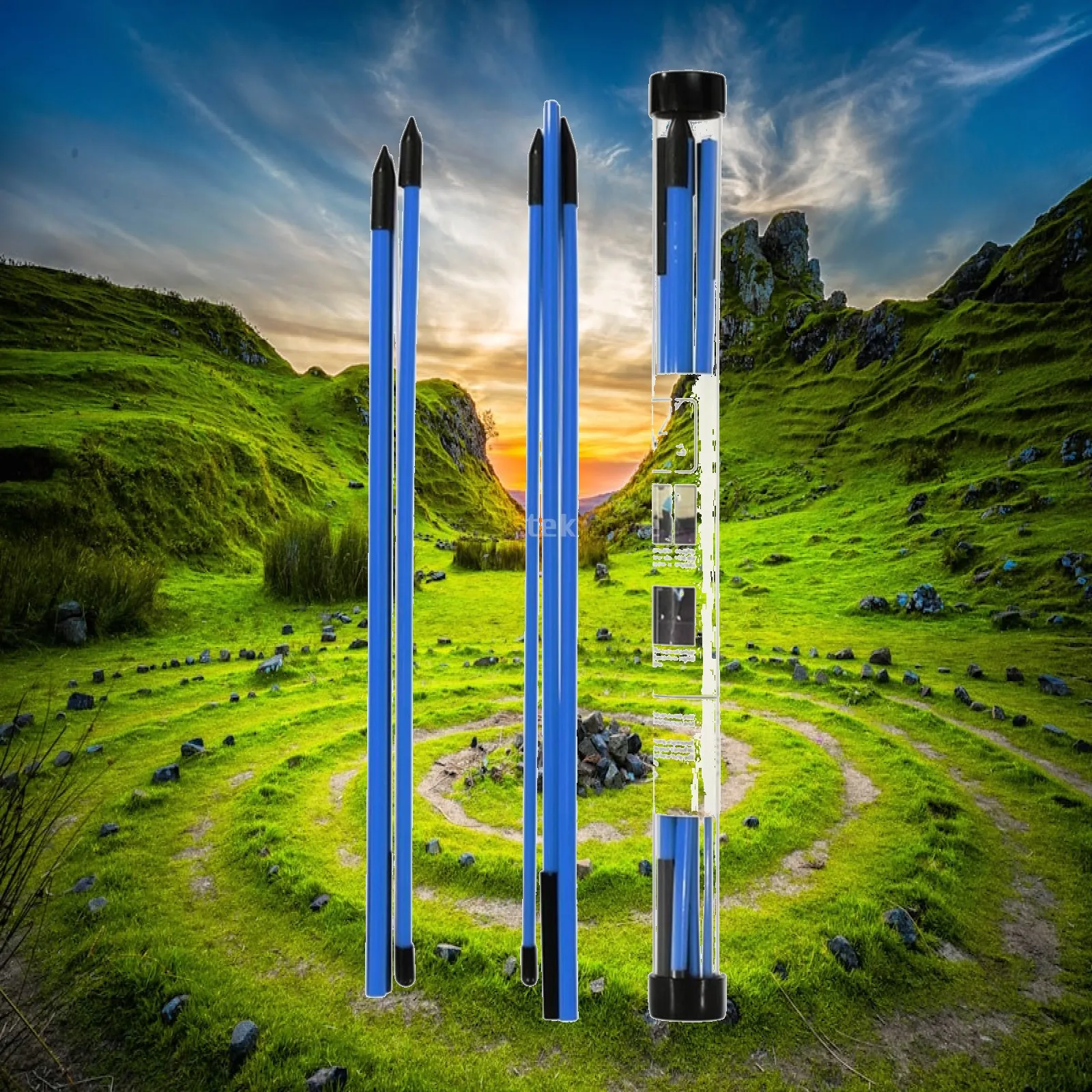 Golf Swing Trainer Practice Stick Set with Storage Tube for Golf Beginners Alignment Guide Foldable Fiberglass